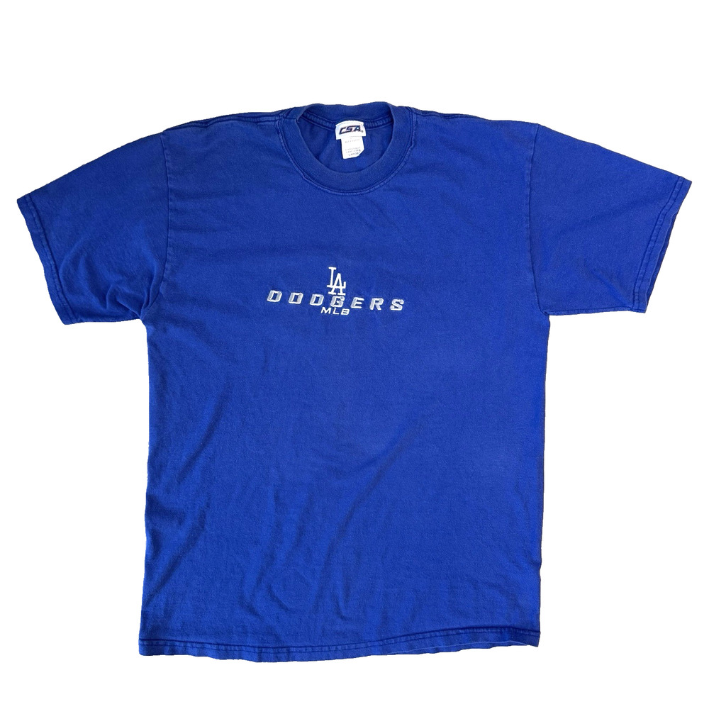VTG Y2K Los Angeles Dodgers Embroidered Adult T-Shirt Sz L MLB Genuine Merch